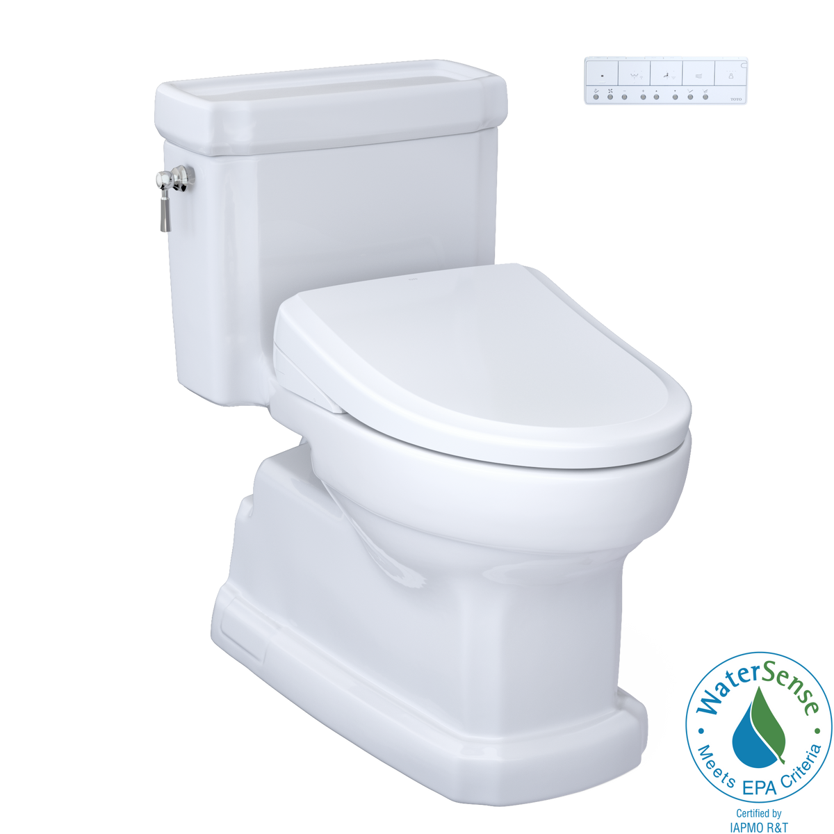 White toilet on white background