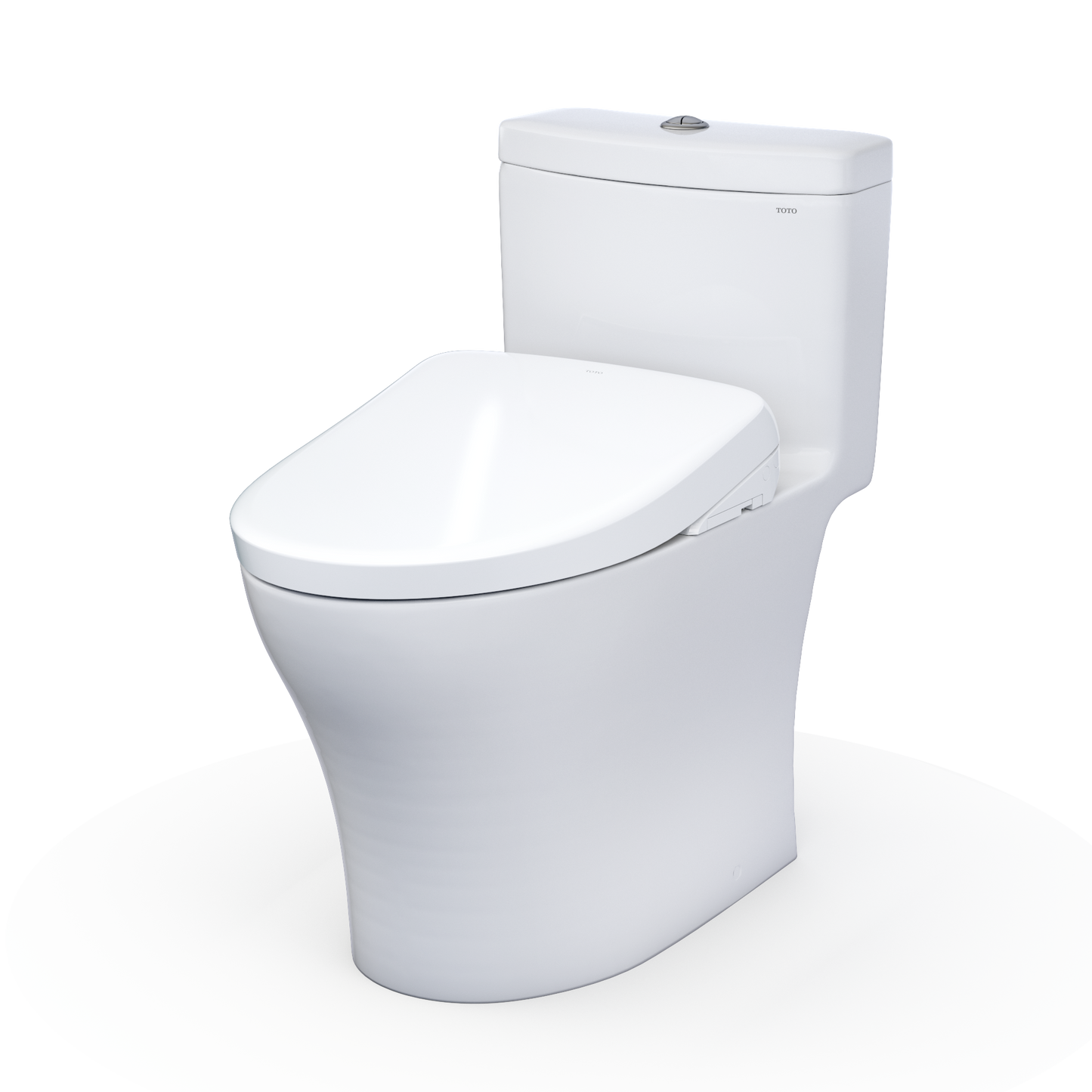 White toilet with separate tank on a white background