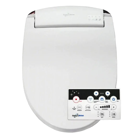 Galaxy GB-5000 Smart Bidet Toilet Seat with remote control for adjustable water settings and modern features.