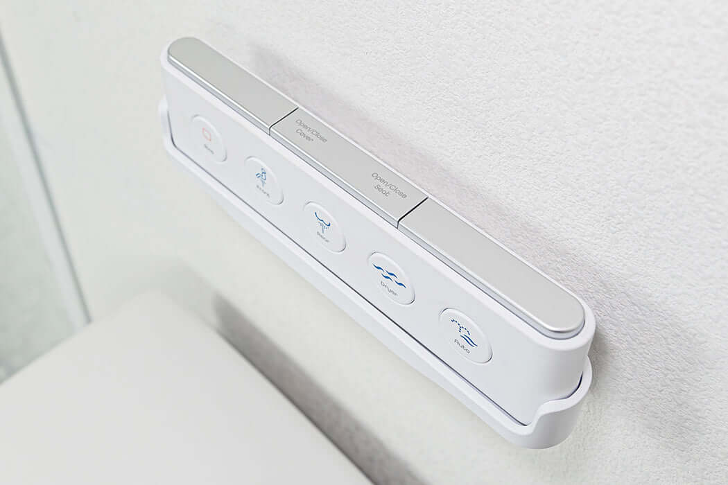 BidetMate 3500 Series Bidet Toilet Seat wireless remote control with buttons for customization.