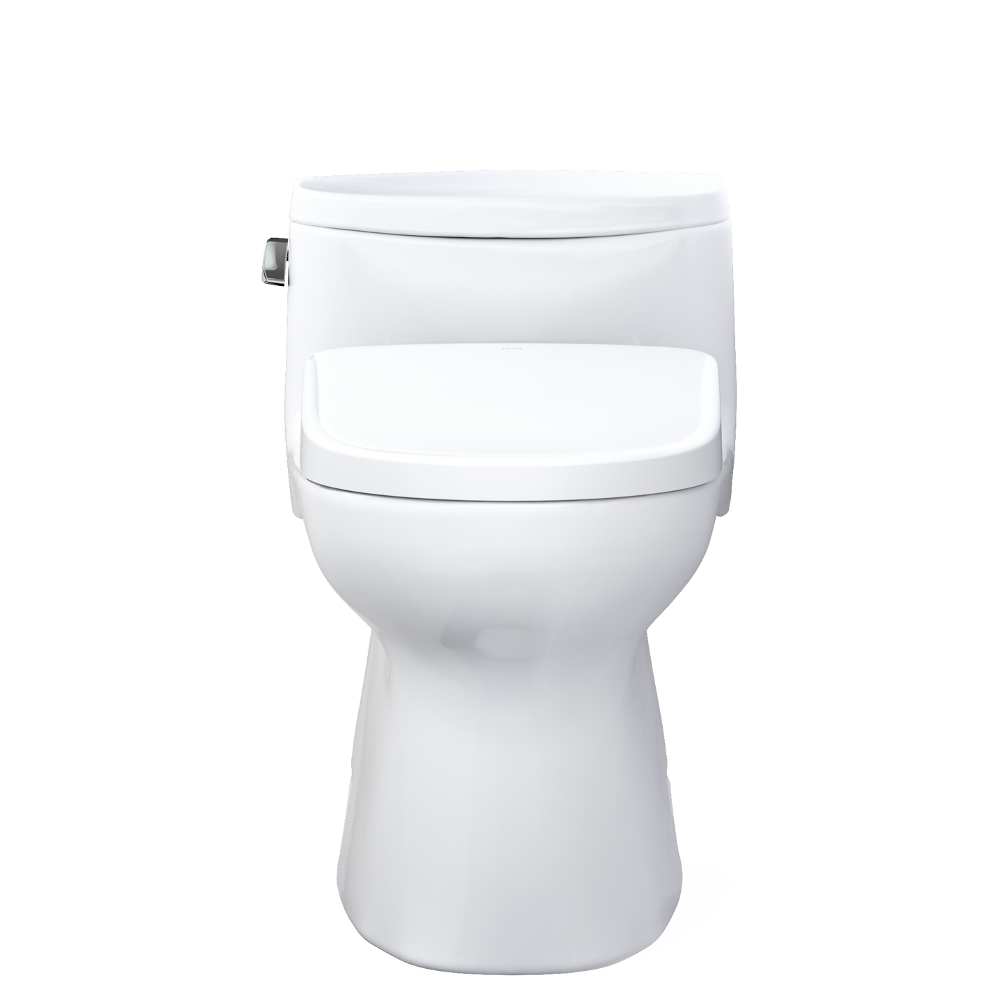 White toilet bowl with seat on a white background