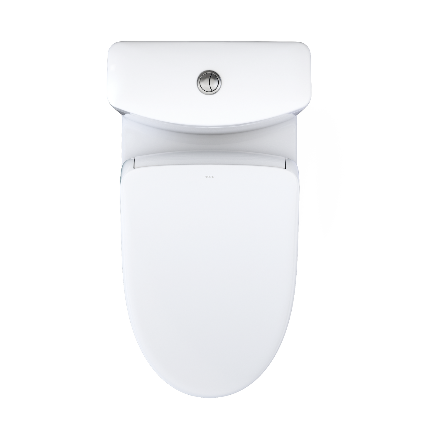 White toilet with closed lid on a white background