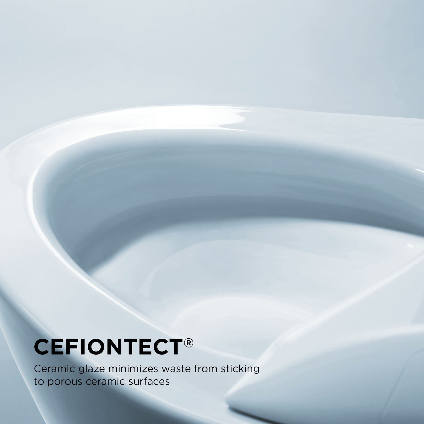 Close-up of a ceramic glaze with CEFIONTECT branding on a light gray background