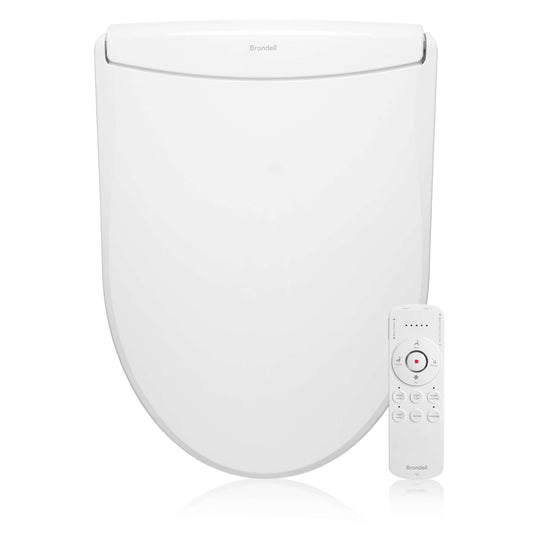 Brondell Swash Thinline T44 smart bidet toilet seat with remote control, ultra-slim design for modern bathrooms.