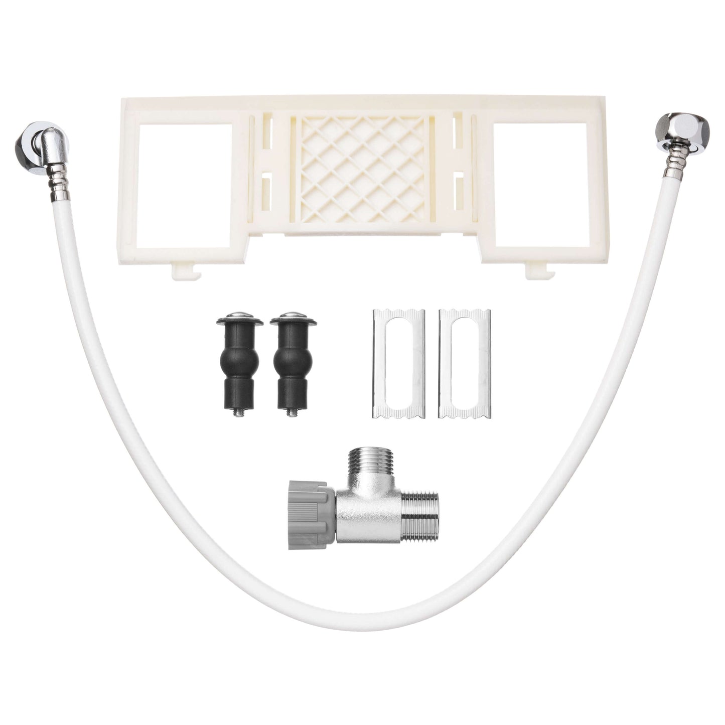 Brondell Swash Thinline T44 bidet seat installation kit including hoses, mounting brackets, and connection hardware.