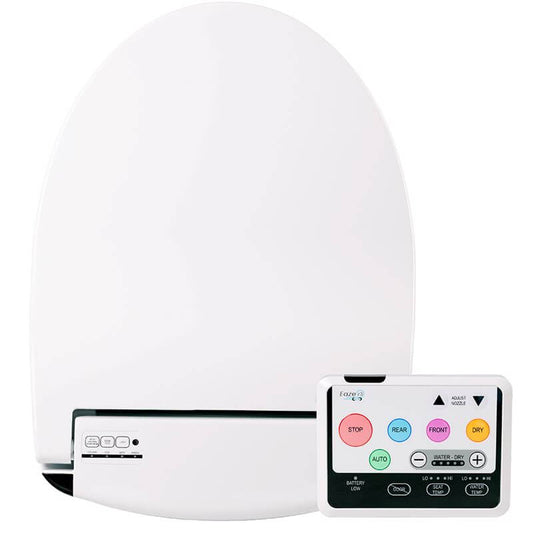 Infinity Eaze Z3 Bidet Toilet Seat with wireless remote control for adjustable wash settings.