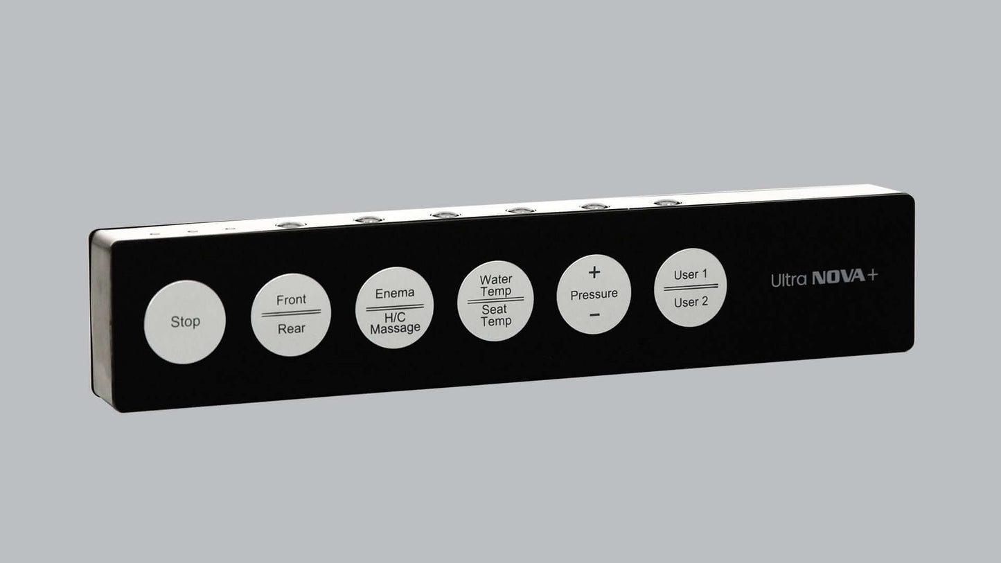 Remote control for Nova Bidet Ultra NOVA features including water temperature and user settings