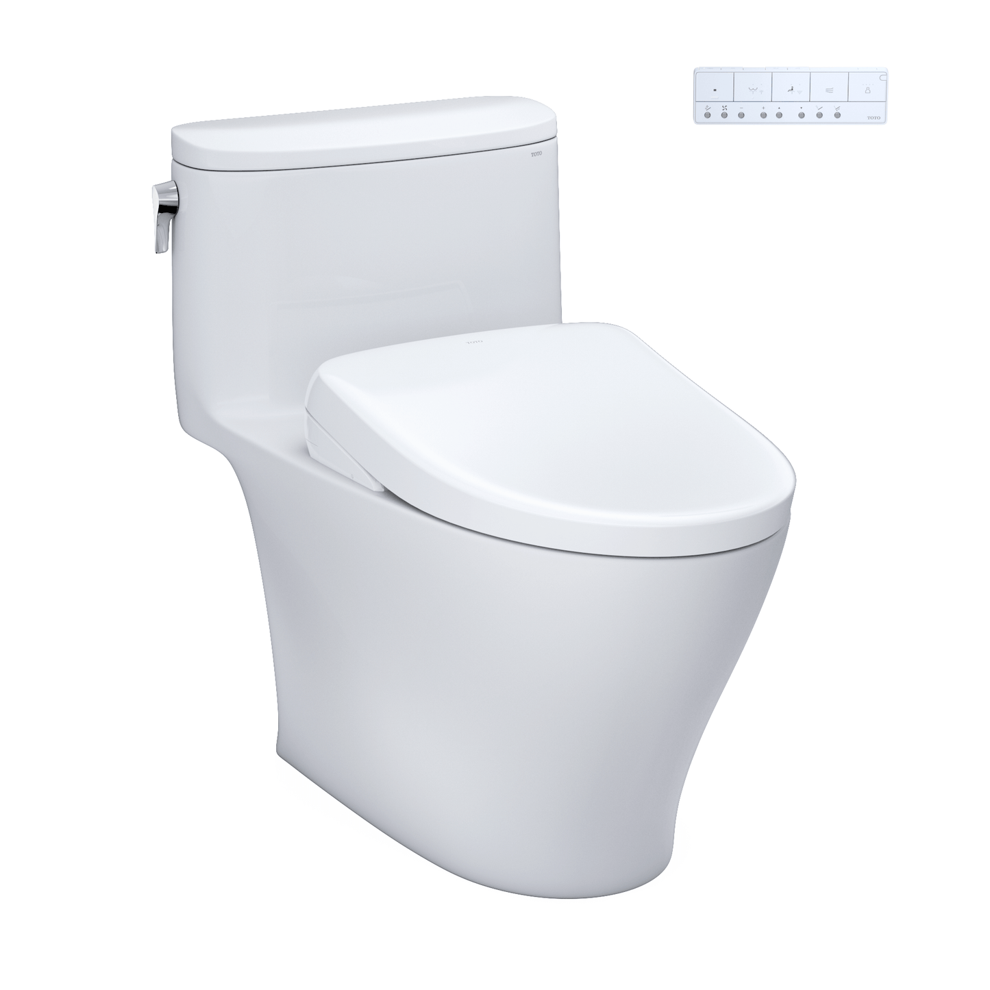 TOTO Nexus Washlet+ S7A Auto-Flush Bidet Toilet with sleek design and control panel for advanced features.