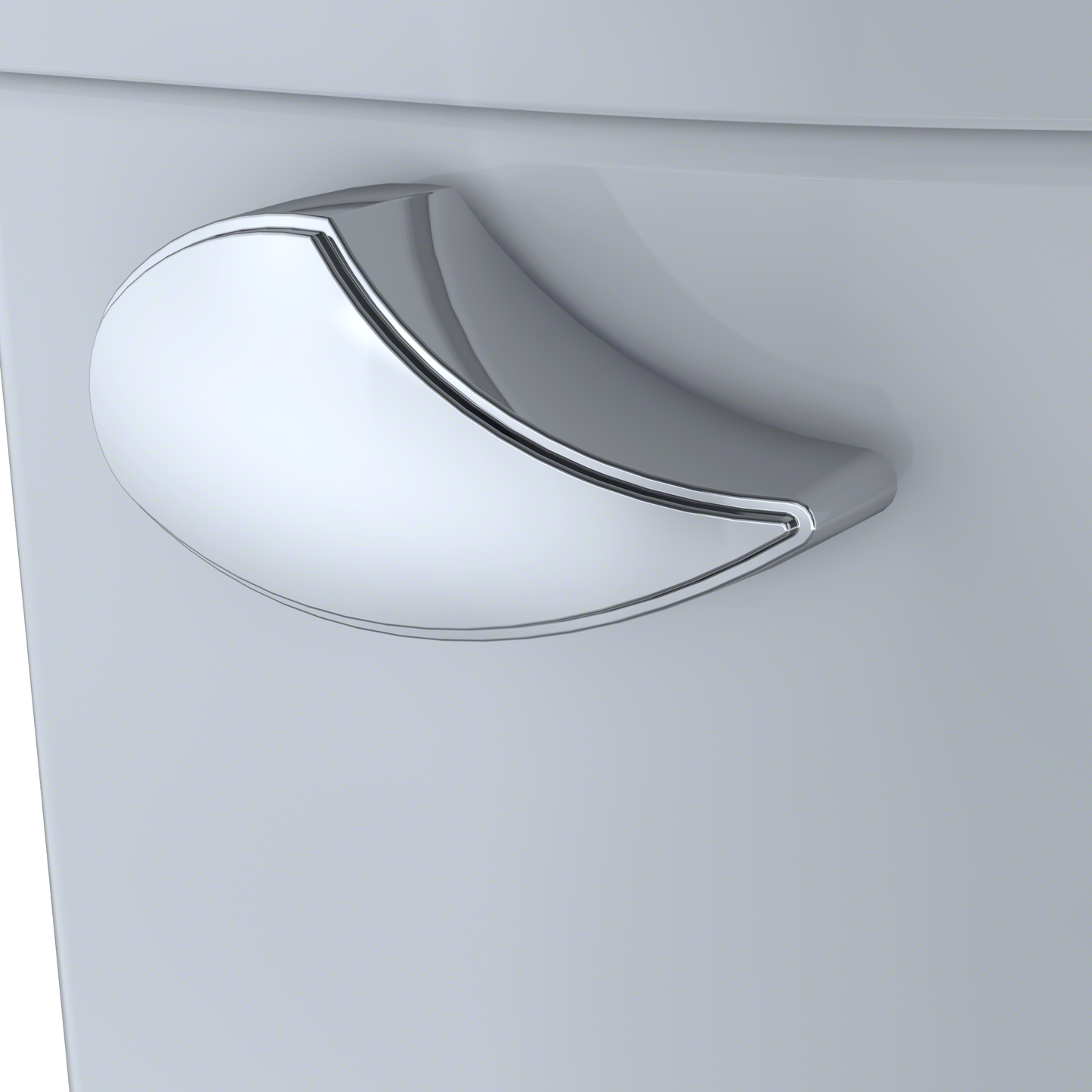 Chrome toilet seat cover holder on a white background