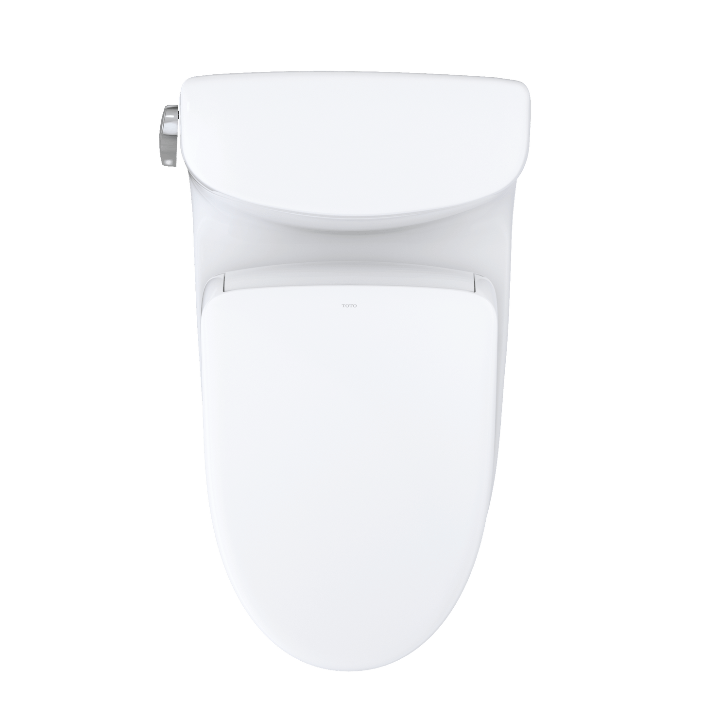 Top view of the TOTO Carolina II Washlet+ S7A Bidet Toilet in white, showcasing its sleek design.