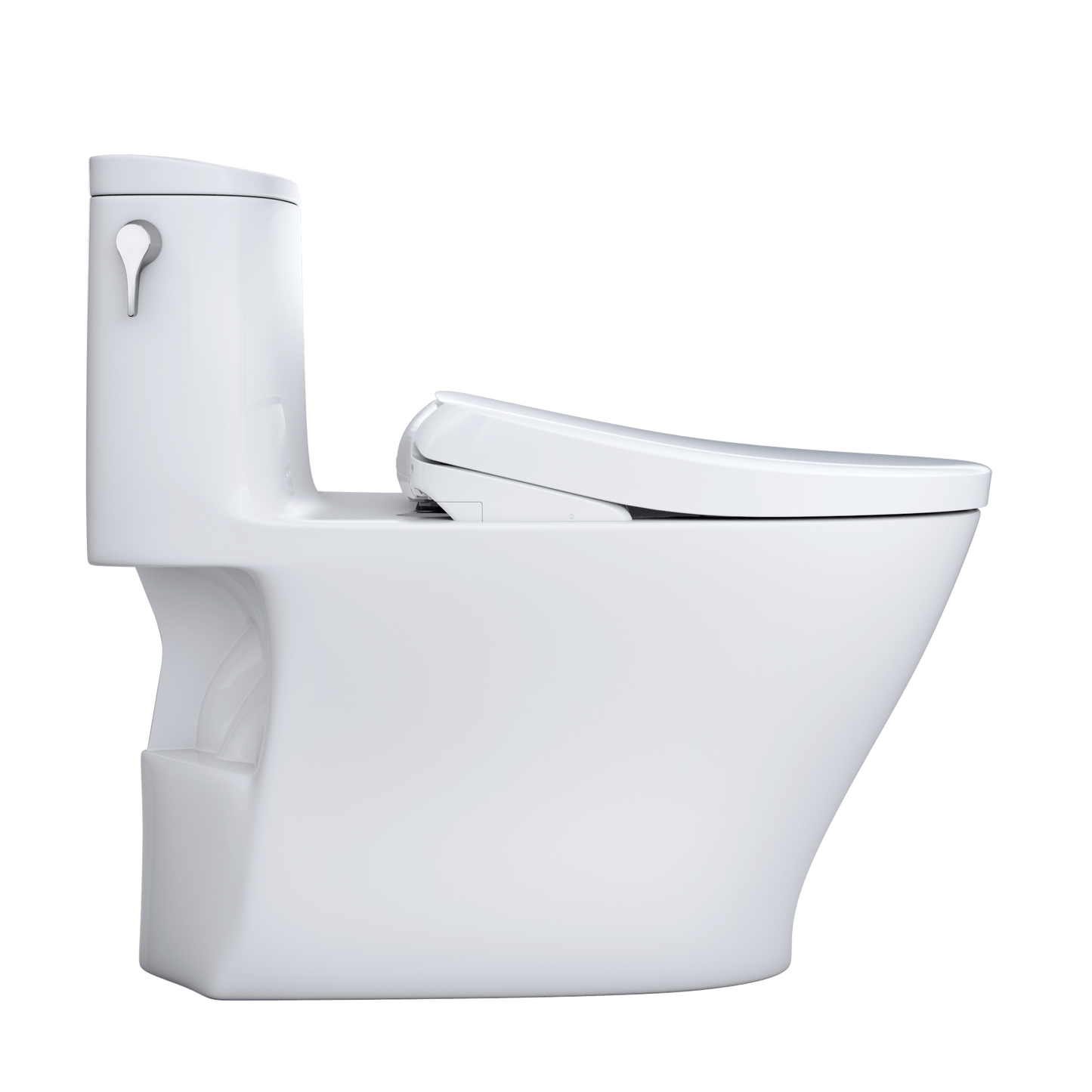TOTO Nexus Washlet+ S7 Bidet Toilet side view showcasing sleek design and heated seat.