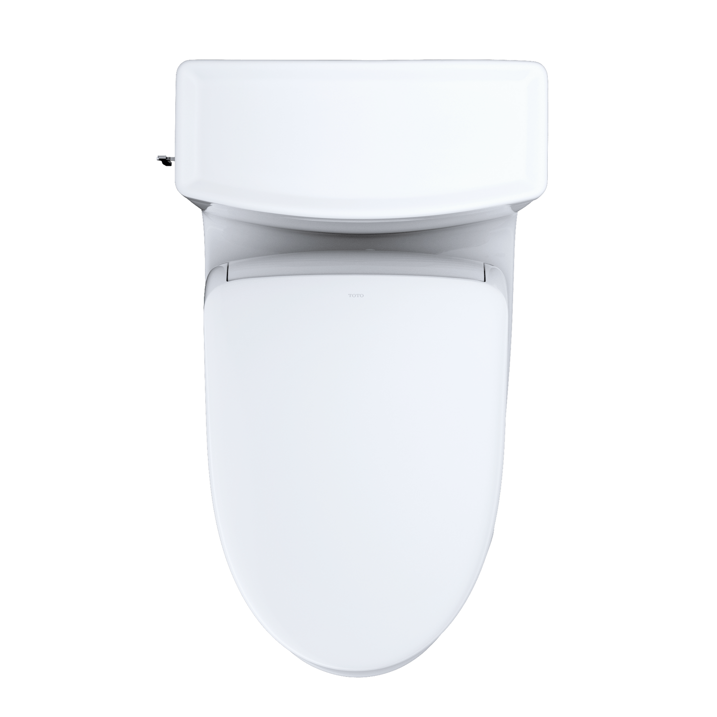 Top view of the TOTO Aimes Washlet+ S7 Bidet Toilet in sleek white design for advanced bathroom technology.