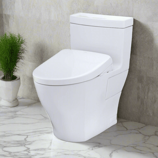 TOTO Aimes Washlet+ S7 Bidet Toilet in modern bathroom setting with stylish design.