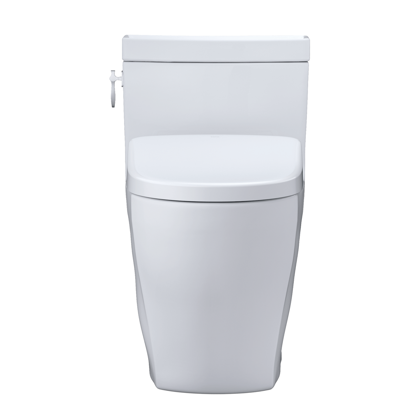 Front view of the TOTO Aimes Washlet+ S7 Bidet Toilet with sleek, modern design and compact form.