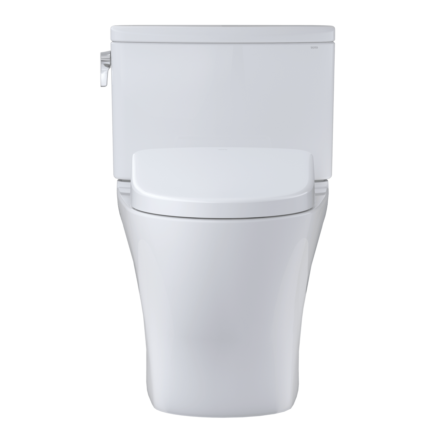 Front view of TOTO Nexus 1G Washlet+ S7A bidet toilet in white, featuring sleek design and advanced flushing technology.