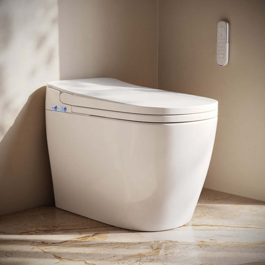 Swiss Madison Avancer Smart Bidet Toilet in glossy white with modern design and remote control.