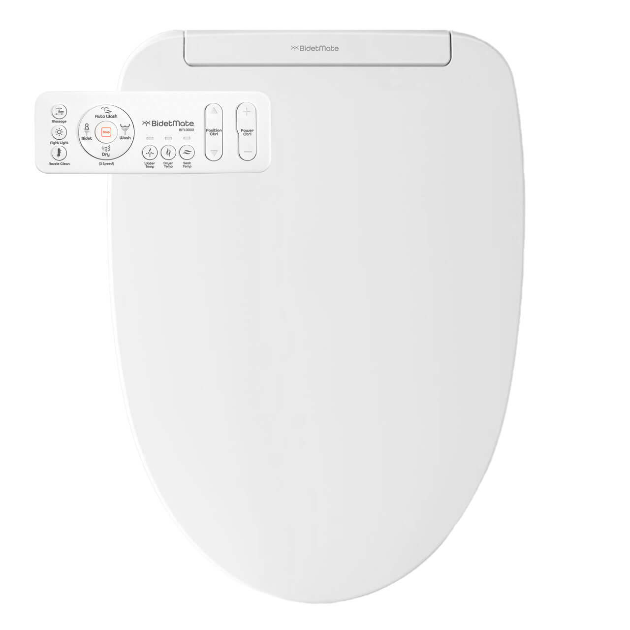 BidetMate 3000 Series Electronic Smart Bidet Toilet Seat with remote control for enhanced bathroom hygiene and comfort.
