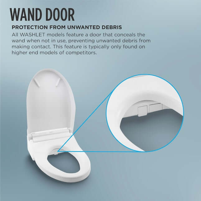 TOTO WASHLET C5 bidet wand door feature preventing unwanted debris, enhancing hygiene and cleanliness.