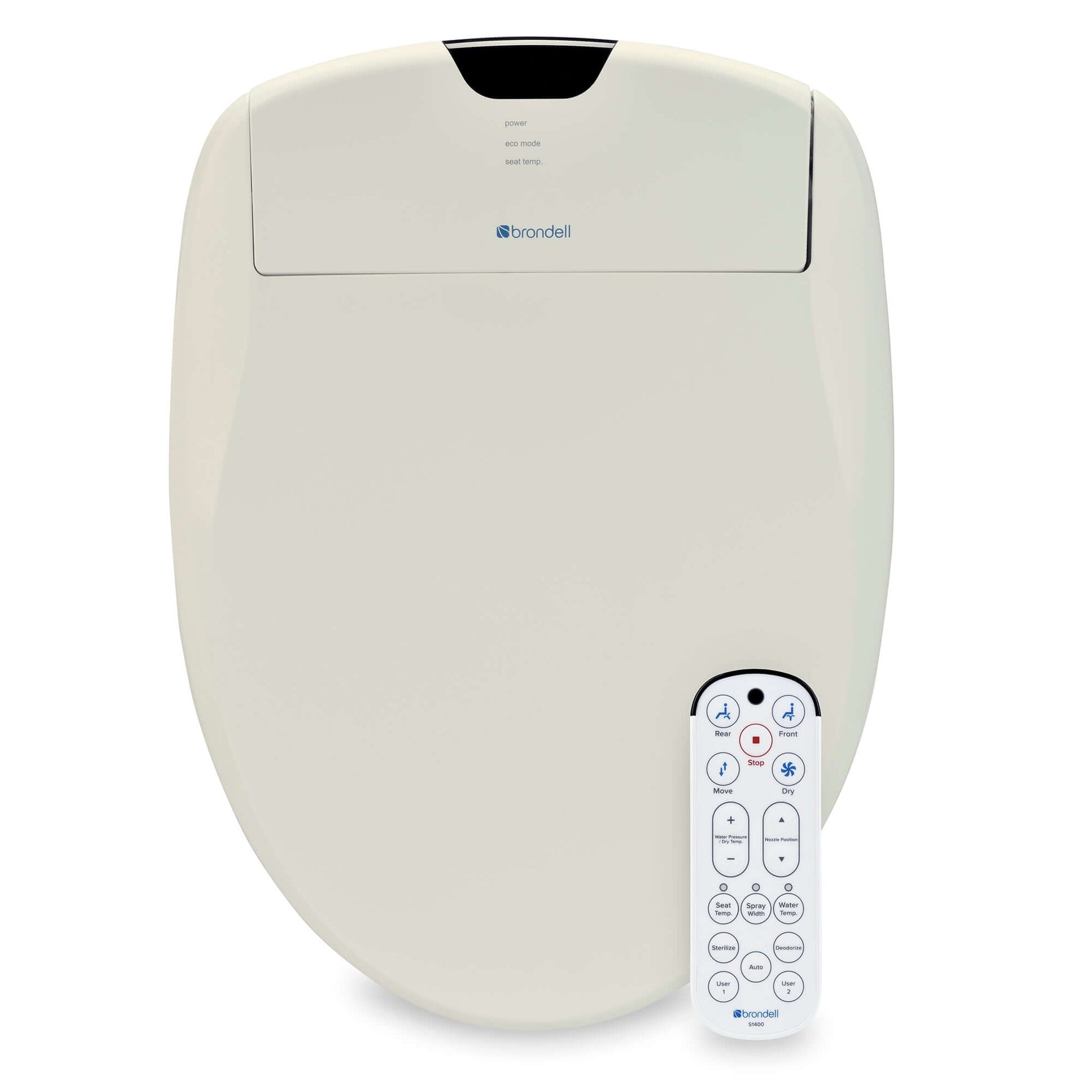 Brondell Swash 1400 Luxury Smart Bidet Toilet Seat with remote control for customizable features.