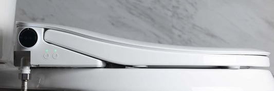 Raising the Bar on Bidets: Ultra Nova Plus bidet attachment side view with control panel.