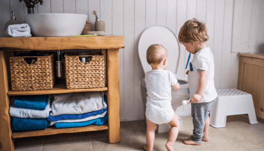 What in the Bathroom is a Bidet: Children exploring the bathroom and a bidet.