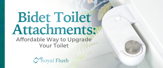 Close-up of a Bidet Toilet Attachments installed on a toilet, promoting an affordable bathroom upgrade.