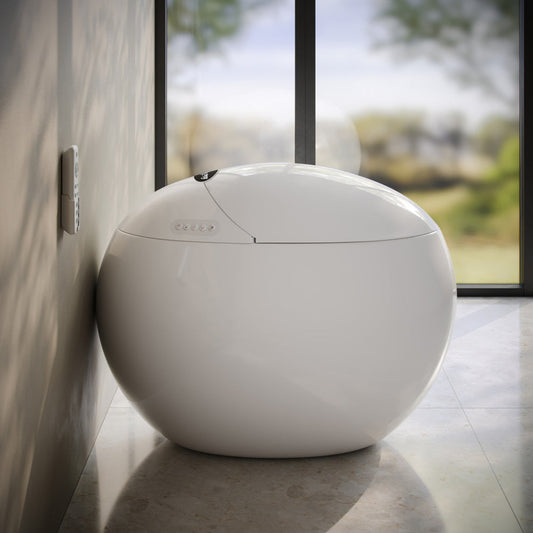 Swiss Madison Plaisir Round Smart Bidet Toilet with Auto Open/Close, LED Display, and Auto Flush