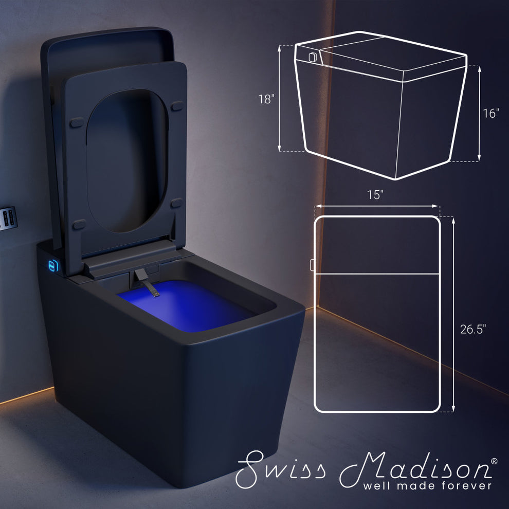 Swiss Madison Concorde Smart Bidet Toilet with Auto Flush, Heated Seat, and Square Bowl