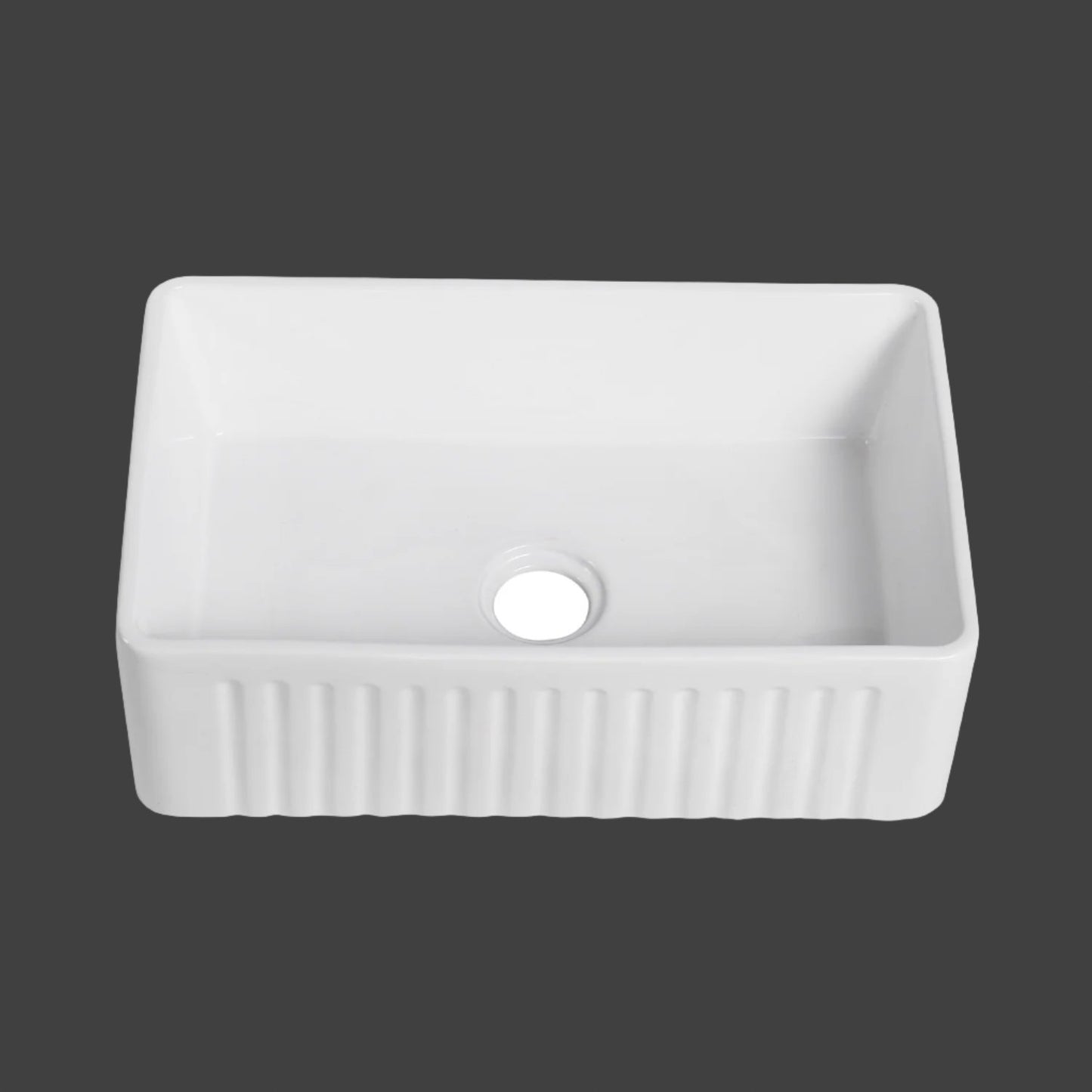 Calabria 30" Rectangular White Ceramic Farmhouse Sink