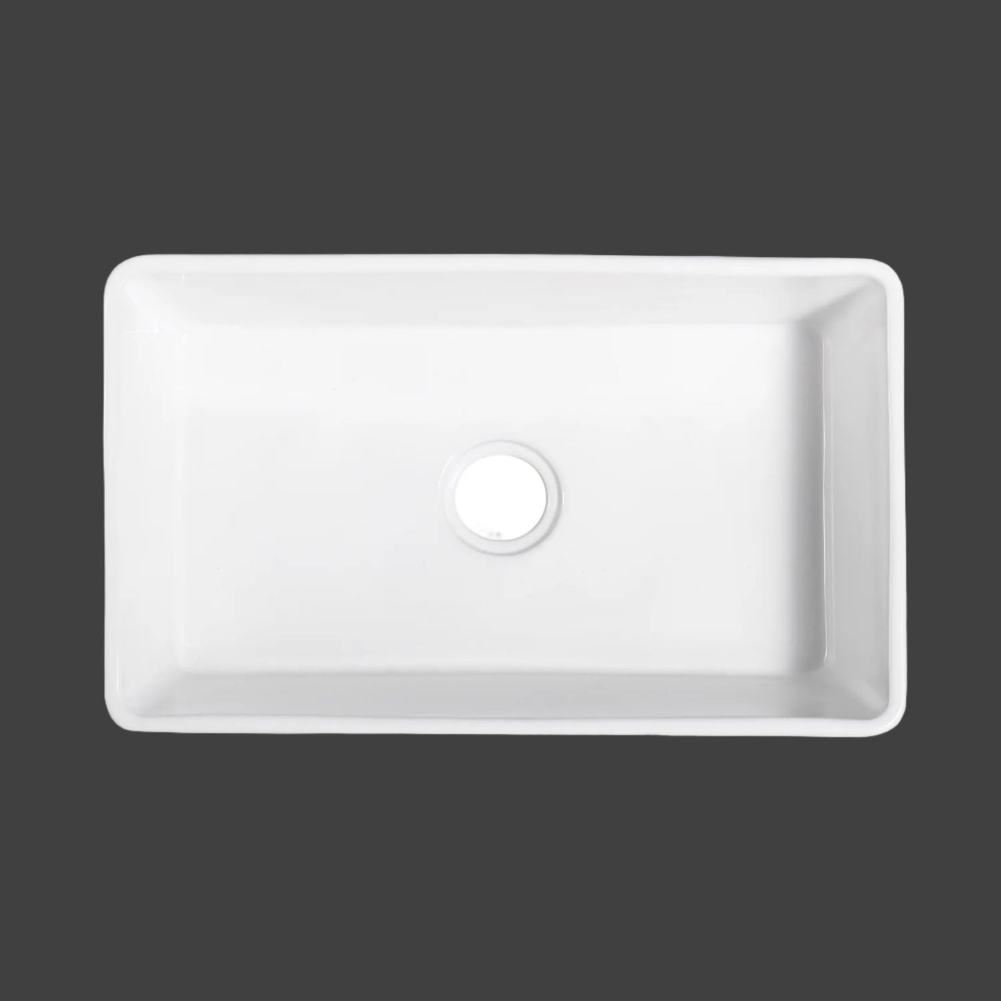 Calabria 30" Rectangular White Ceramic Farmhouse Sink