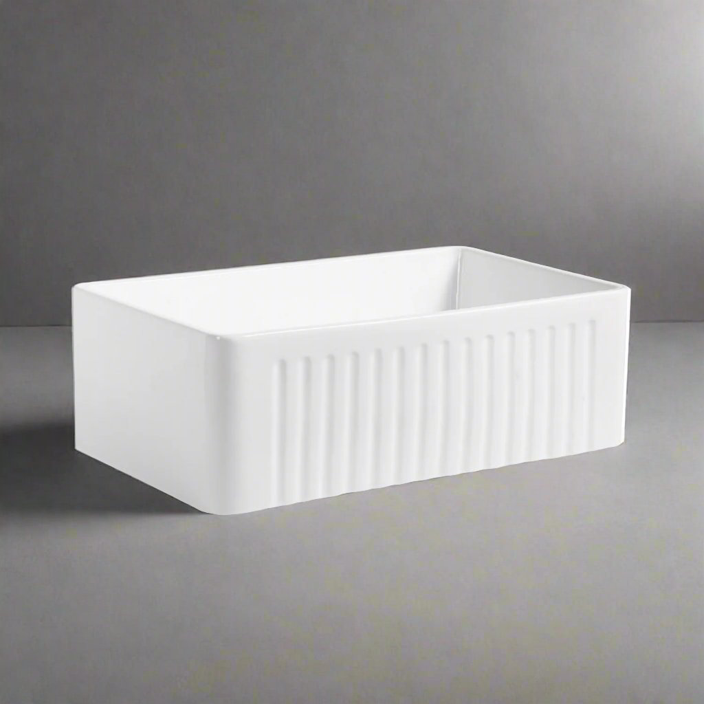 Calabria 30" Rectangular White Ceramic Farmhouse Sink