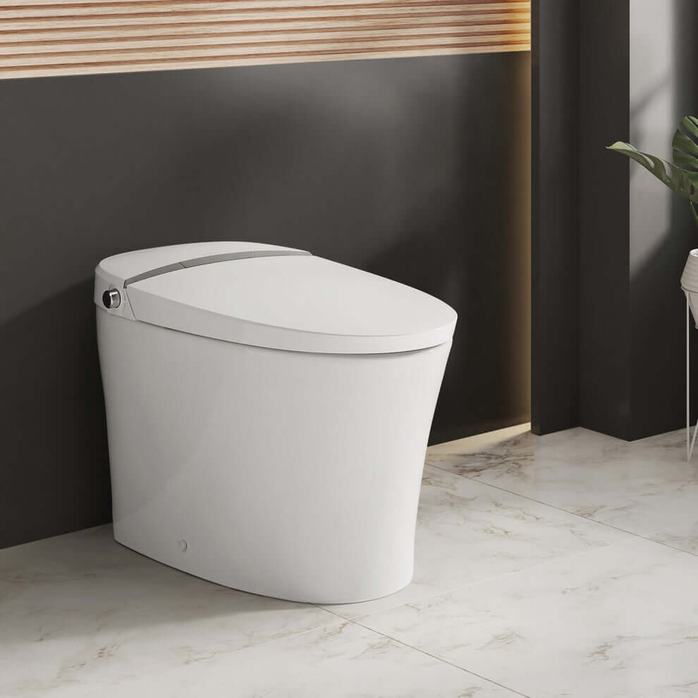 Swiss Madison Viro V15 Signature Smart Bidet Toilet with modern design and sleek white finish in a stylish bathroom setting.