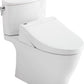 White toilet with bidet feature on a white background