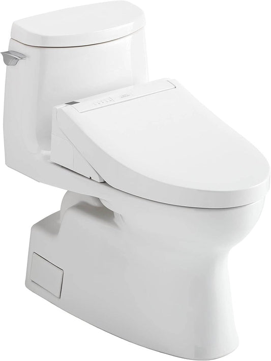 White toilet with additional seat attachment on a white background