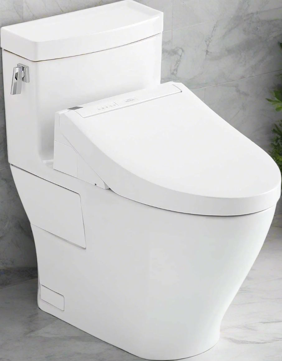 TOTO Legato WASHLET+ C5 One-Piece Bidet Toilet in sleek white design, showcasing modern hygiene technology.