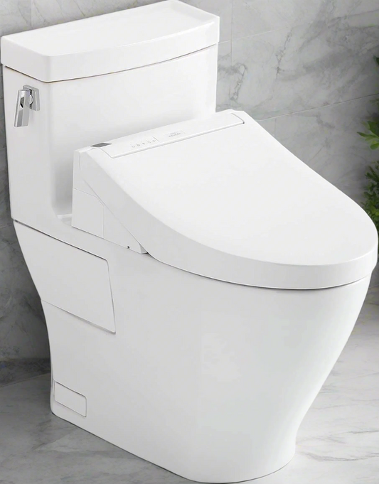 TOTO Legato WASHLET+ C5 One-Piece Bidet Toilet in sleek white design, showcasing modern hygiene technology.