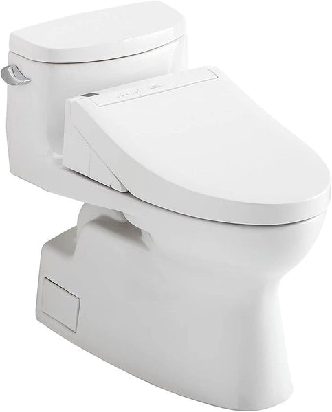 White toilet with an additional seat on a white background