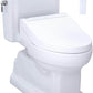 White toilet with a seat cover on a white background