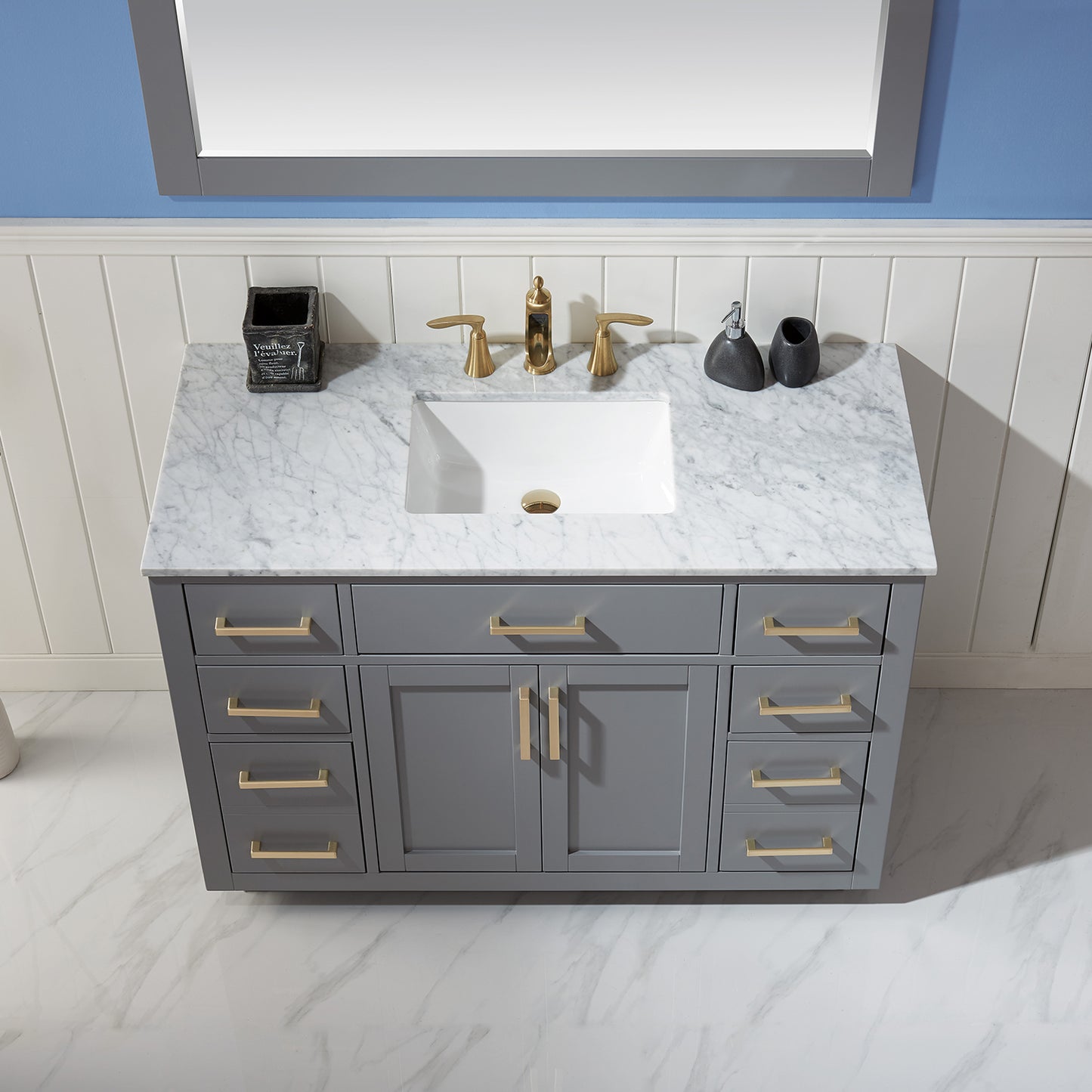 Ivy 48" Single Bathroom Vanity Set with Carrara White Marble Countertop