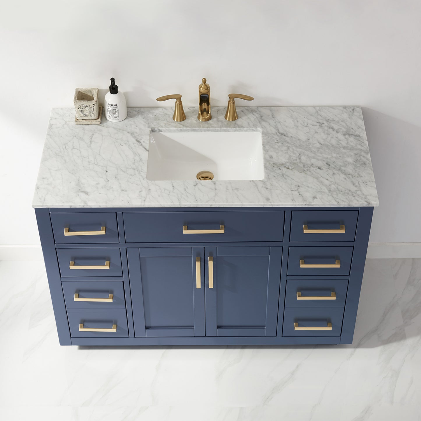 Ivy 48" Single Bathroom Vanity Set with Carrara White Marble Countertop