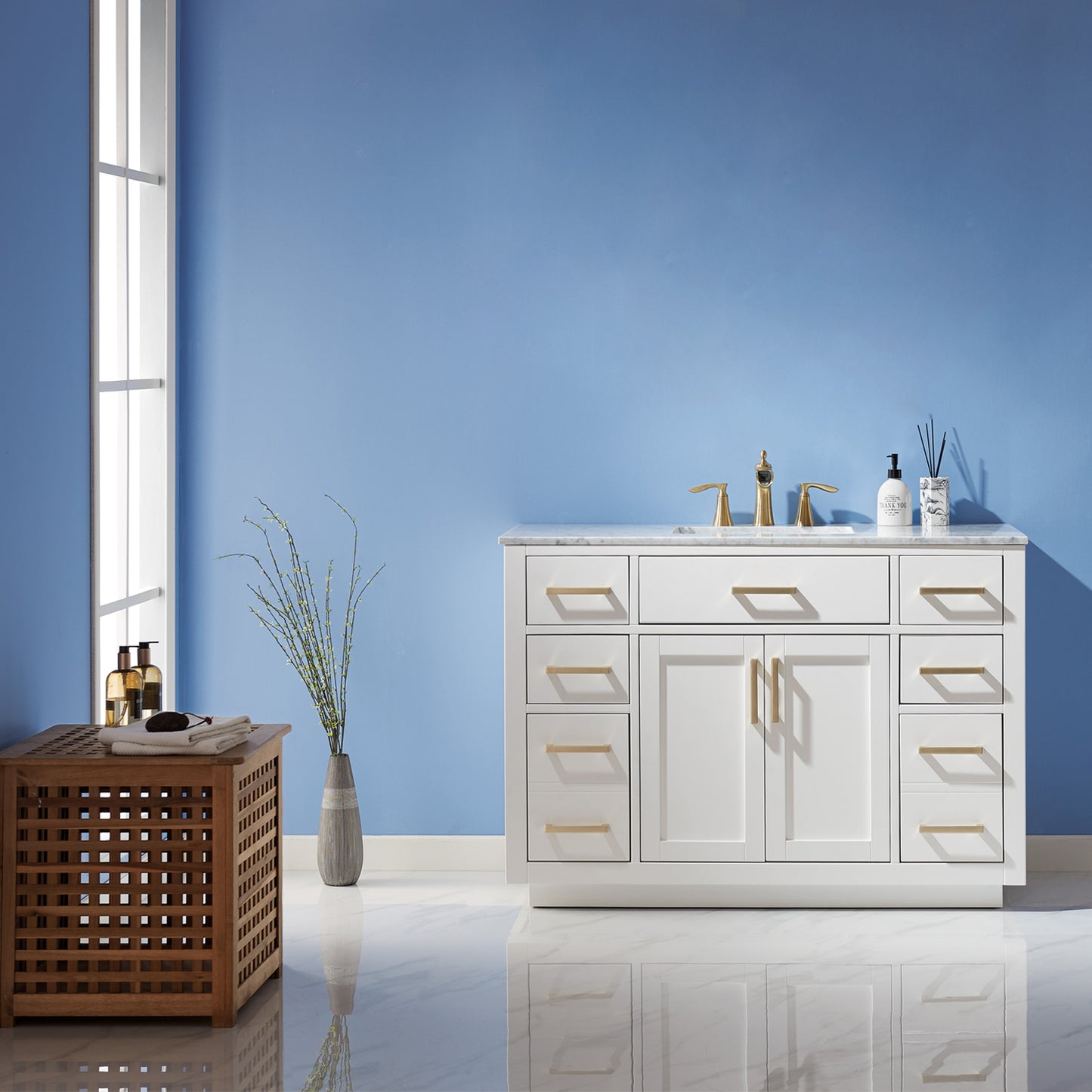 Ivy 48" Single Bathroom Vanity Set with Carrara White Marble Countertop