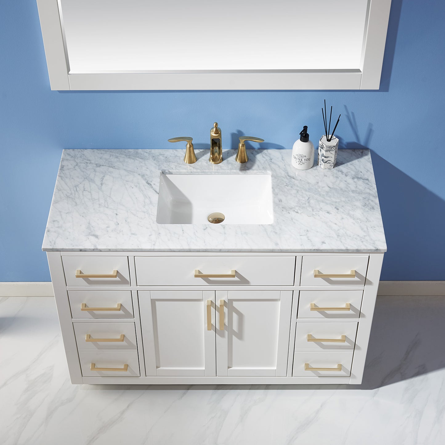 Ivy 48" Single Bathroom Vanity Set with Carrara White Marble Countertop