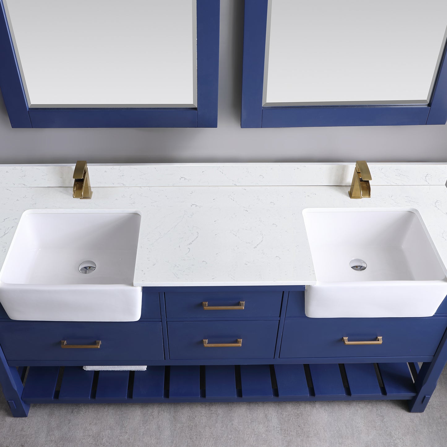 Georgia 72" Double Bathroom Vanity Set with Composite Stone Top and Farmhouse Basin