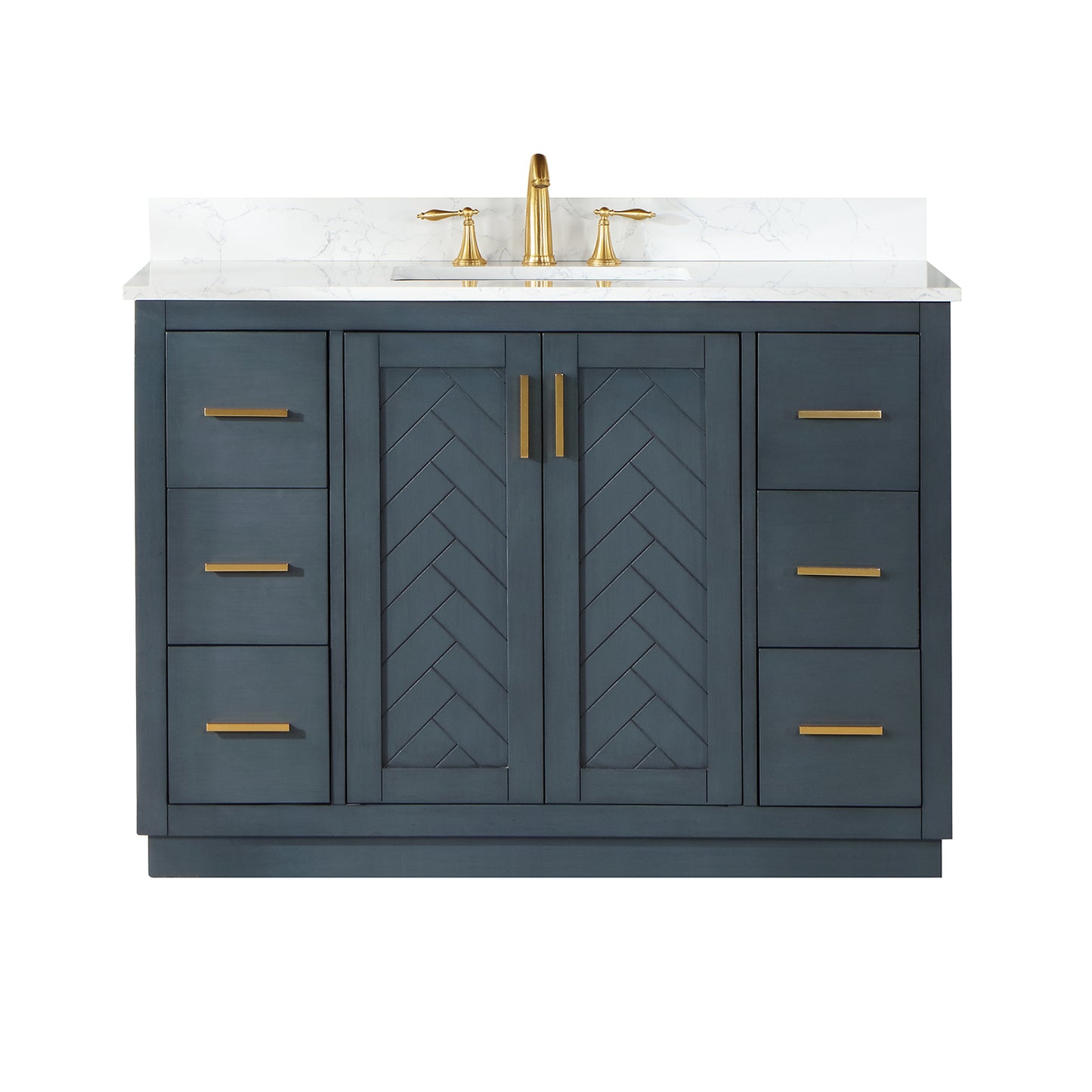 Altair Gazsi 48" Single Sink Bathroom Vanity, Charcoal Blue, Stone Top