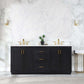 Gazsi 72" Double Bathroom Vanity Set with Grain White Composite Stone Countertop