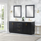 Gazsi 72" Double Bathroom Vanity Set with Grain White Composite Stone Countertop