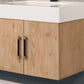 Corchia 60" Wall-mounted Double Bathroom Vanity in Light Brown with White Composite Stone Countertop