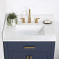 Gavino 30" Single Bathroom Vanity with Single Ceramic Sink, Grain White Composite Stone Countertop with Mirror