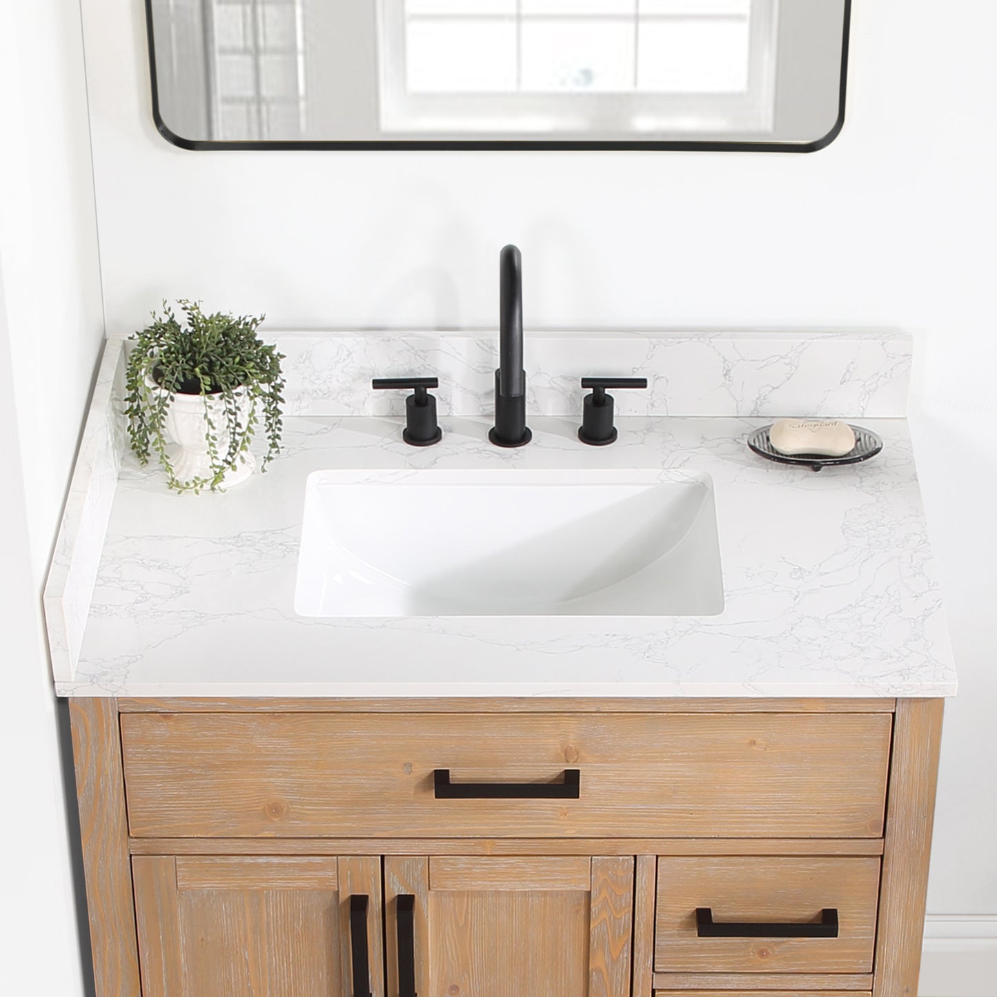 Gavino 36" Single Bathroom Vanity with Grain White Composite Stone Countertop by Altair Design