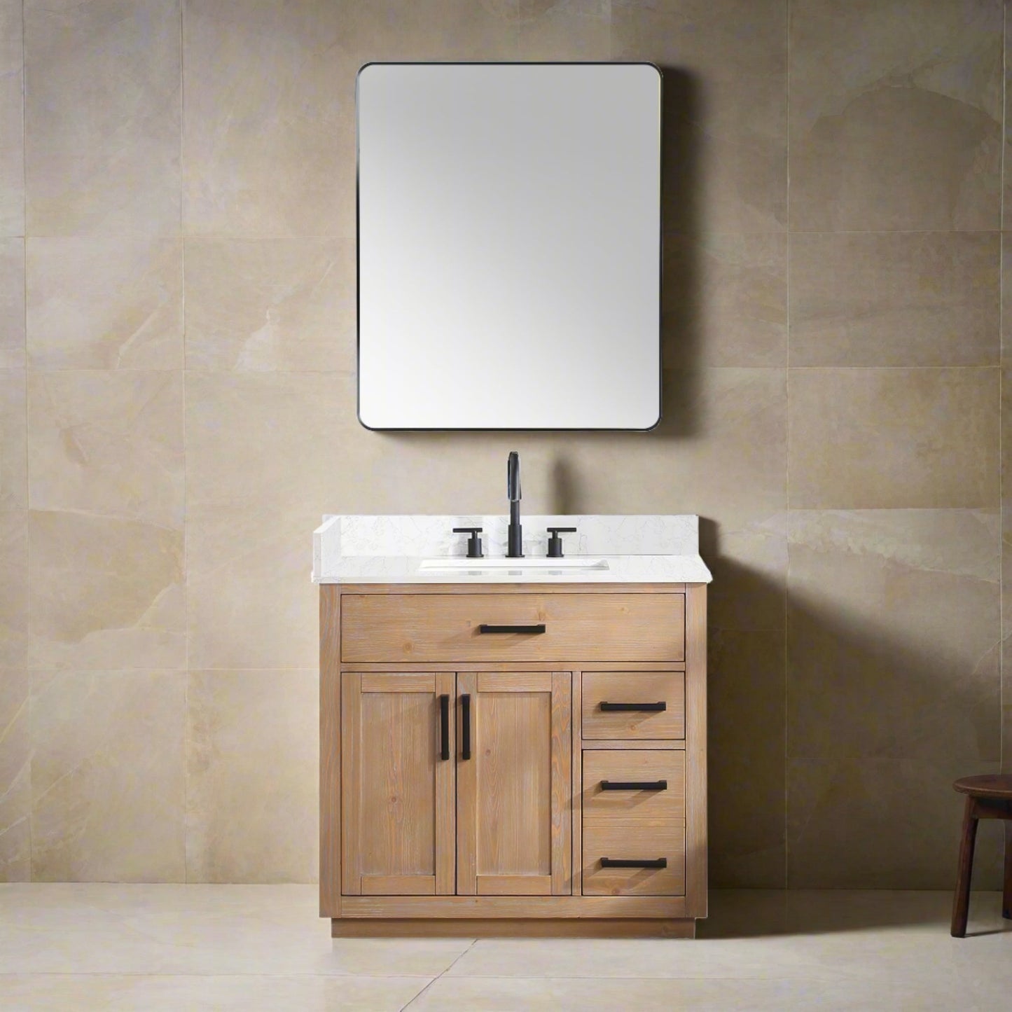 Gavino 36" Single Bathroom Vanity with Grain White Composite Stone Countertop by Altair Design